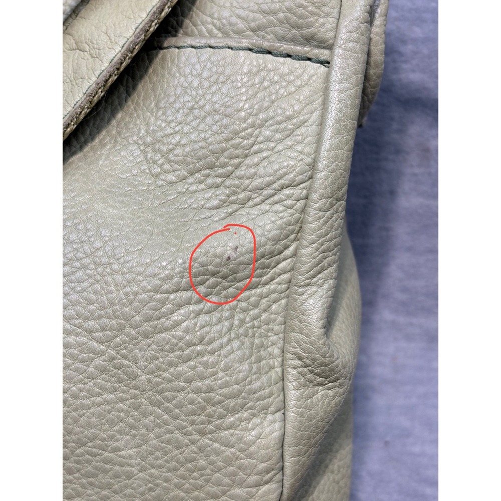 American Leather Co Sage Green Pebbled Leather Flap Backpack Bag Purse - Picture 6 of 13